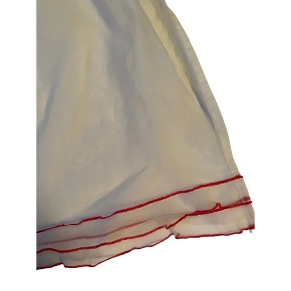 Vintage Red &‎ White Sheer 1950s Hostess Apron Embroidered Christmas Holiday